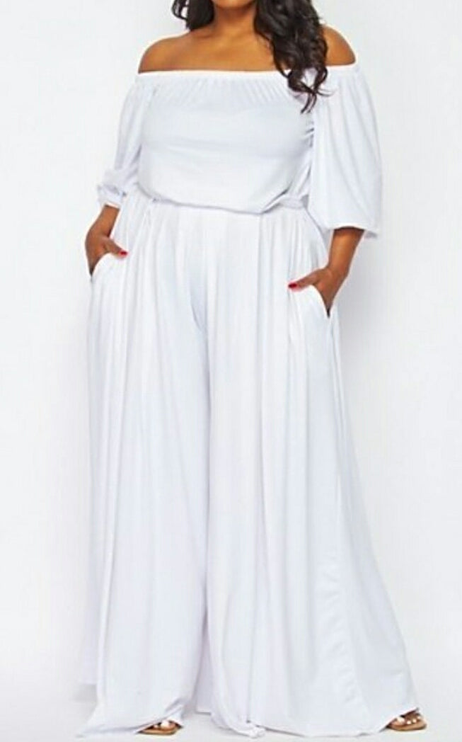 Plus size white pant fashion sets