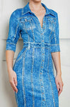 It's Been A While Faux Denim Stretch Dress