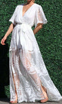 Pretty Dot Come Boho Lace White Party Maxi Dress