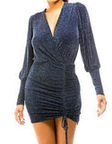 Blue Diamond Glitter Holiday Mini Dress