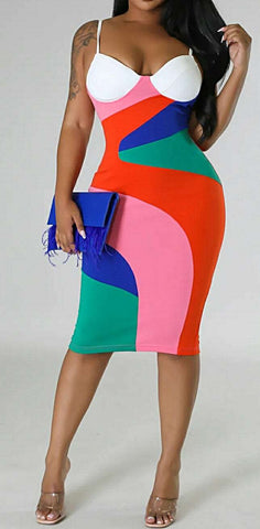 Eyes On Me Block Color Bodycon Dress