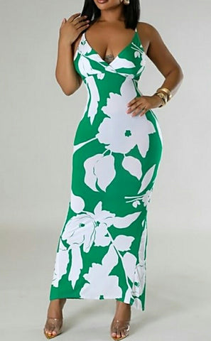 Going Green 1Pc Summer Bodycon Maxi Dress