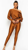 Penny For Your Thoughts 1Pc Off Shoulder/Narrow Leg Jumper