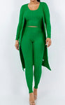 Green Light 3Pc Stretch Cardigan Pant Set