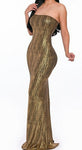 Gold Rush 1pc Tube Top Holiday Maxi Dress
