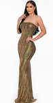 Gold Rush 1pc Tube Top Holiday Maxi Dress