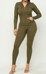 Never Scared 2Pc Ribbed Hoodie Leisure Pant Set (2 colors)