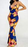 Honolulu Vibes 1Pc Cowl Neck Halter Maxi Dress