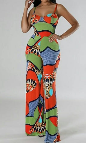 Afro Love 1Pc Spaghetti Strap Wide Pant Summer Jumper