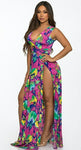 Candy Coated Curves 1Pc Thigh High Slit Maxi Dress