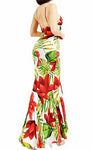 Floral Curves 1pc Ruffle High/Low Summer Maxi Dress