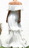 Angel Vibes Boho Ruffle Top White Party Maxi Dress