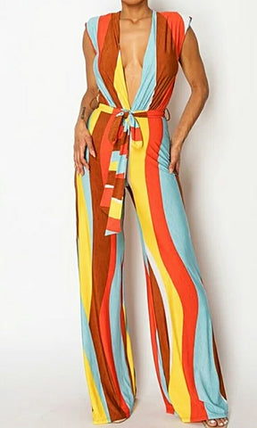 More Than Anything Deep V 1Pc Wide Leg Stretch Jumper