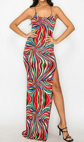 Think Again 1Pc High Side Split Maxi Dress