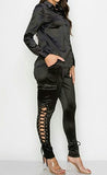 Lace It Up 2Pc Satin Stretch Pant Set