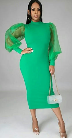 His Other Favorite Puff Sleeve Bodycon Dress
