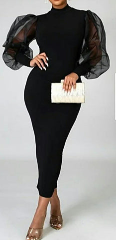 His Favorite Puff Sleeve Bodycon Dress